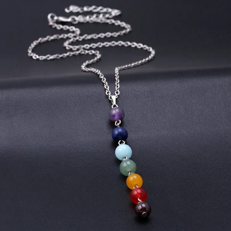 7 Color Natural Stone Beads Pendant Necklace Women Yoga Reiki Healing Balancing Necklaces Charms Jewelry