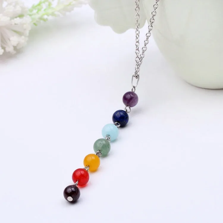 7 Color Natural Stone Beads Pendant Necklace Women Yoga Reiki Healing Balancing Necklaces Charms Jewelry