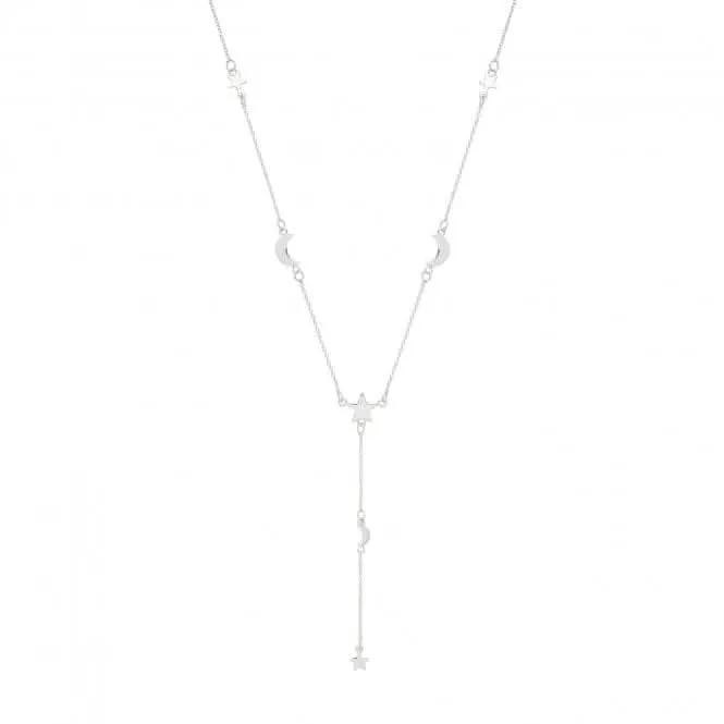 Acotis Silver Necklace Rhodium Plated Moon&Star G3375