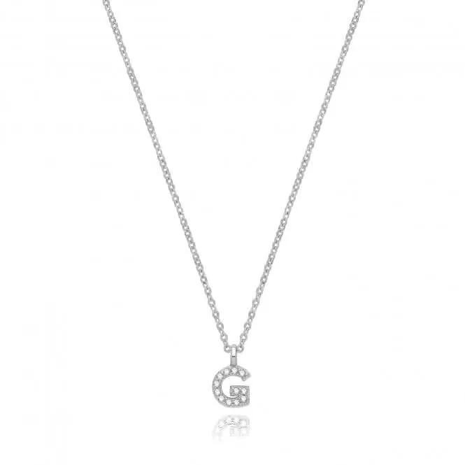 Acotis Silver Necklace Rhodium Plated Zirconia Initial G3395/G