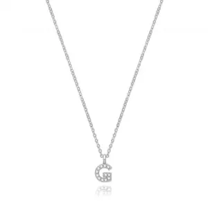 Acotis Silver Necklace Rhodium Plated Zirconia Initial G3395/G