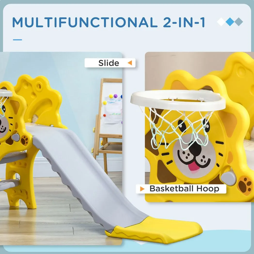 AIYAPLAY 2 in 1 Kids Slide for Indoor Use with Basketball Hoop for 18-36 Months