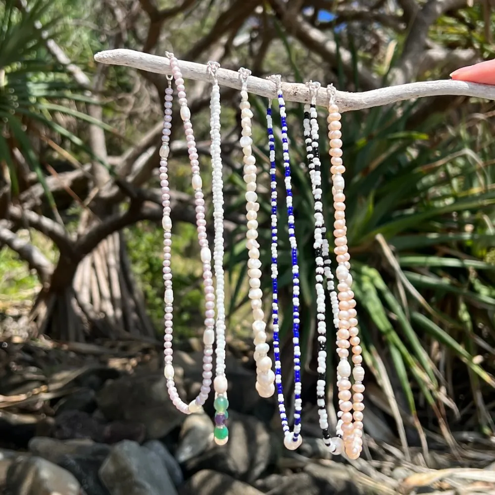Apricot Freshwater Pearl Beaded Choker