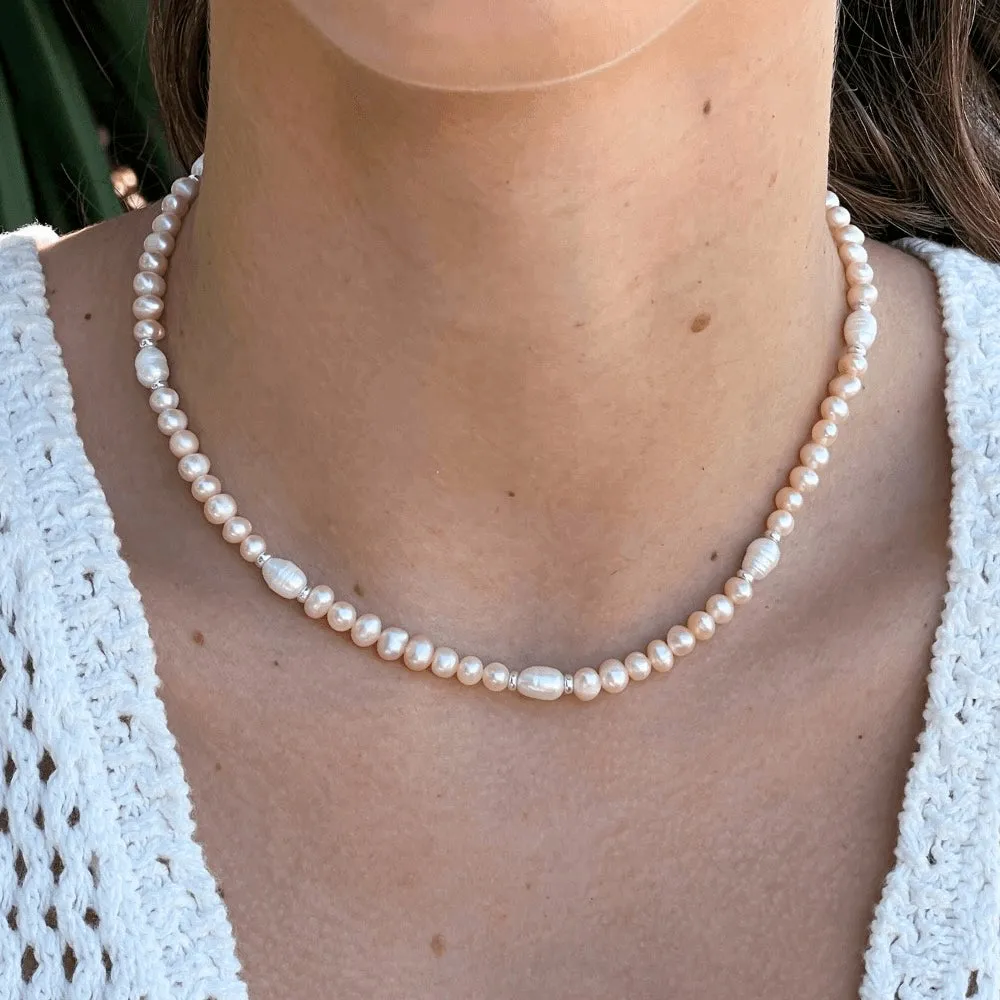 Apricot Freshwater Pearl Beaded Choker