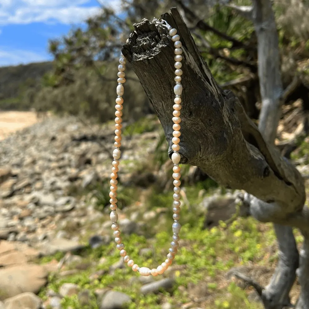 Apricot Freshwater Pearl Beaded Choker
