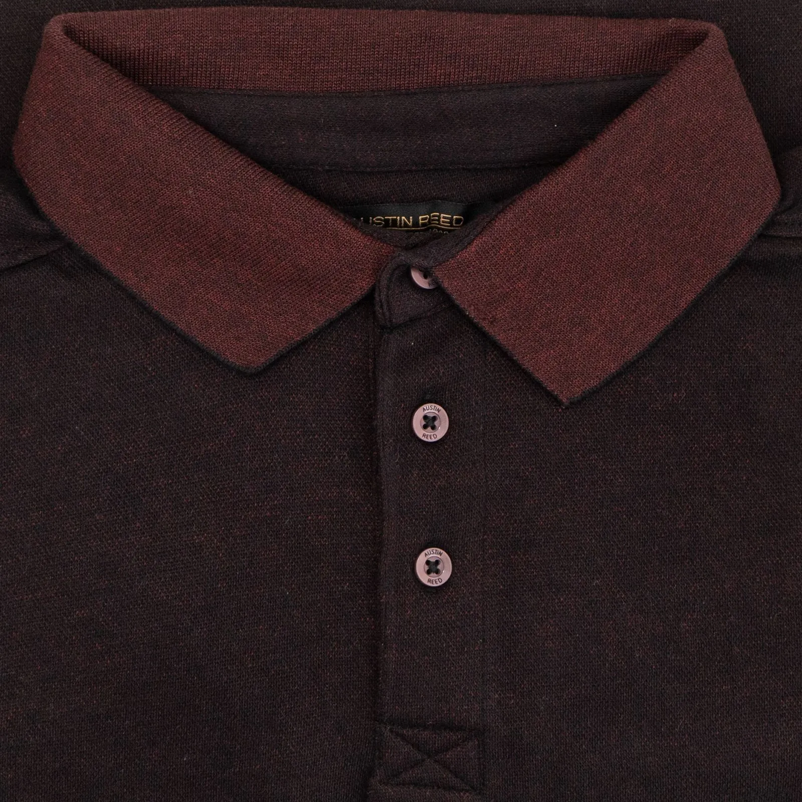 Austin Reed Men Cotton Dark Red Polo Shirts Long Sleeve Casual Jersey Tops