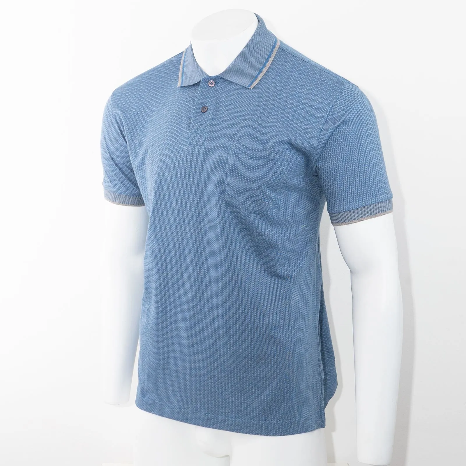 Austin Reed Men Cotton Light Blue Polo Shirts Short Sleeve Casual Jersey Tops