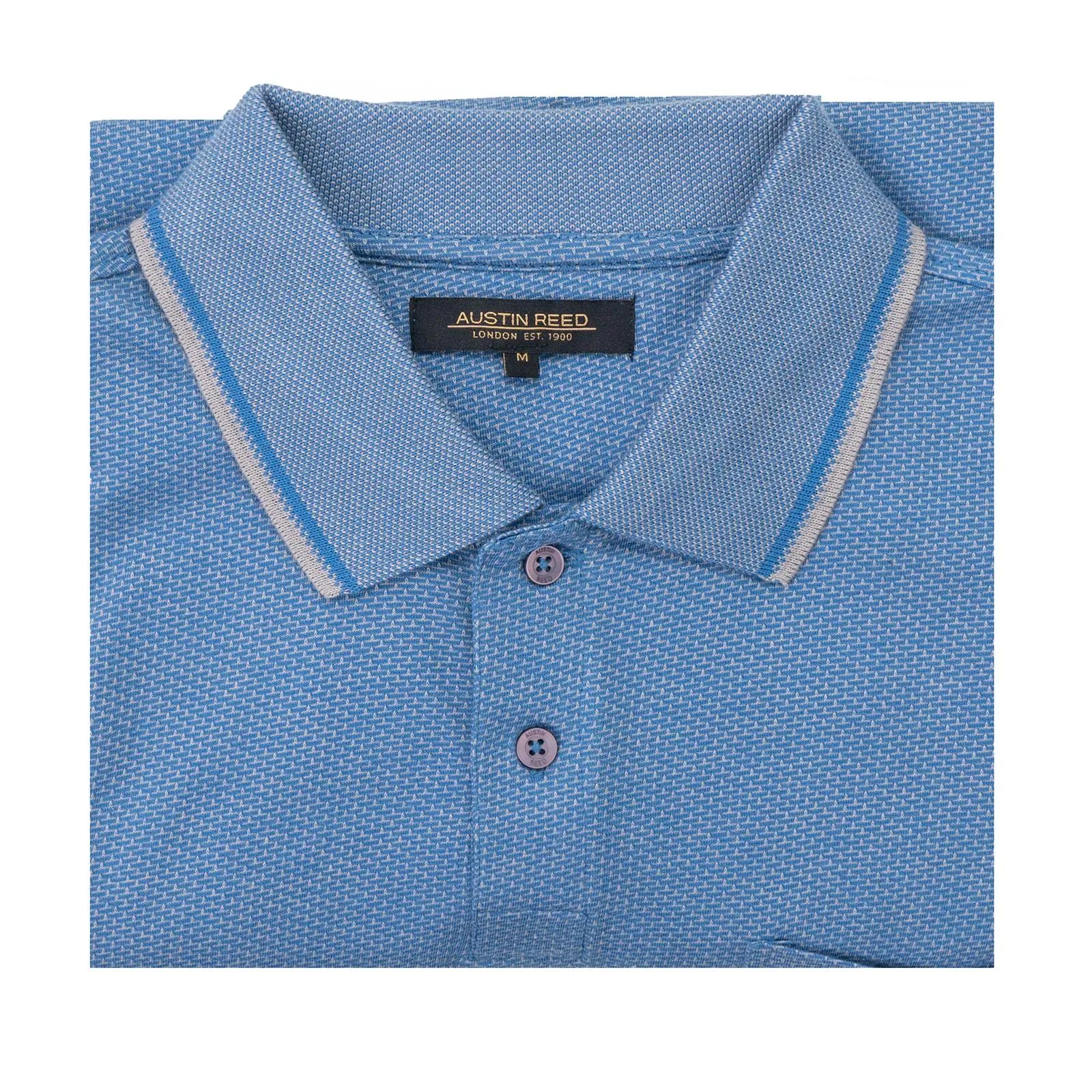 Austin Reed Men Cotton Light Blue Polo Shirts Short Sleeve Casual Jersey Tops