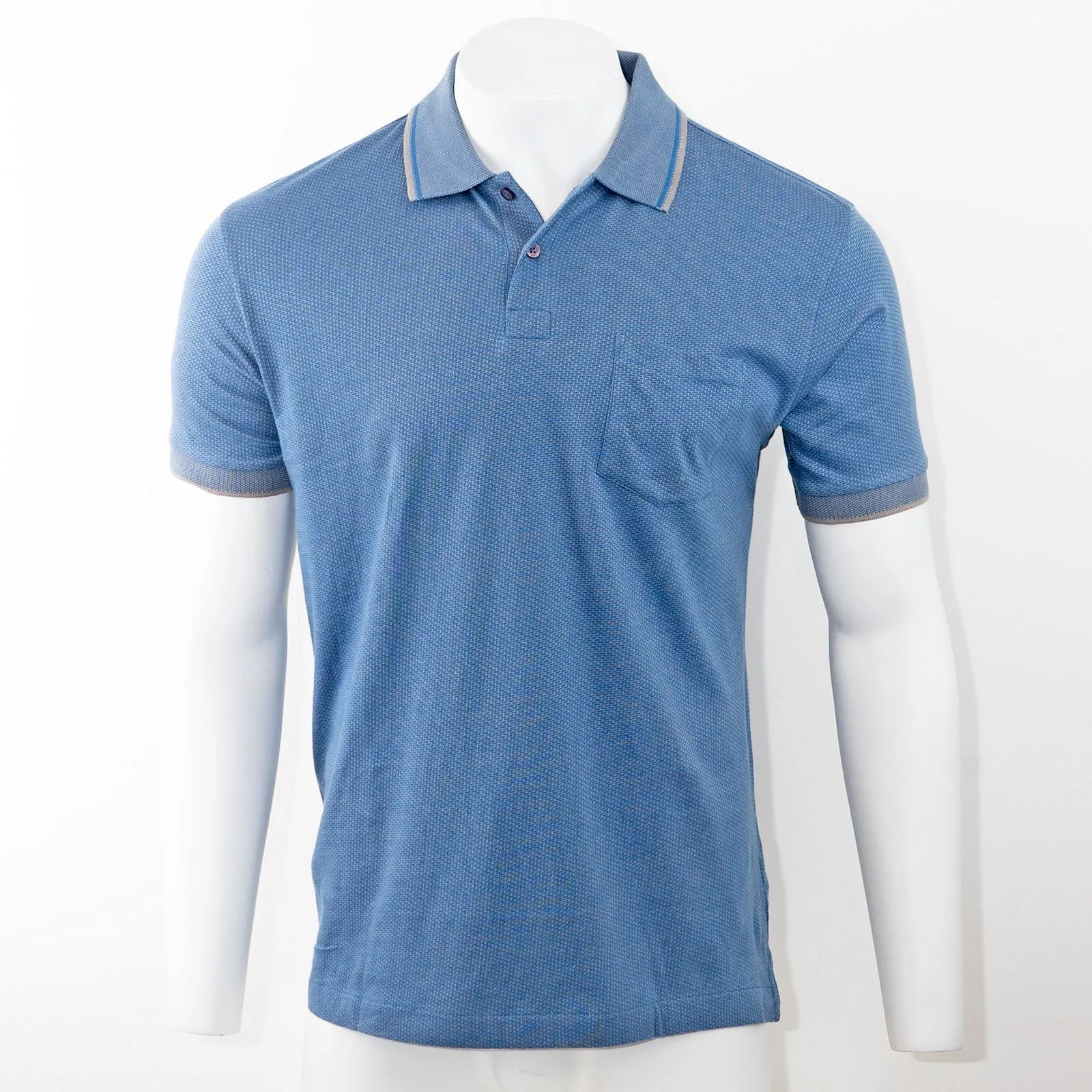 Austin Reed Men Cotton Light Blue Polo Shirts Short Sleeve Casual Jersey Tops