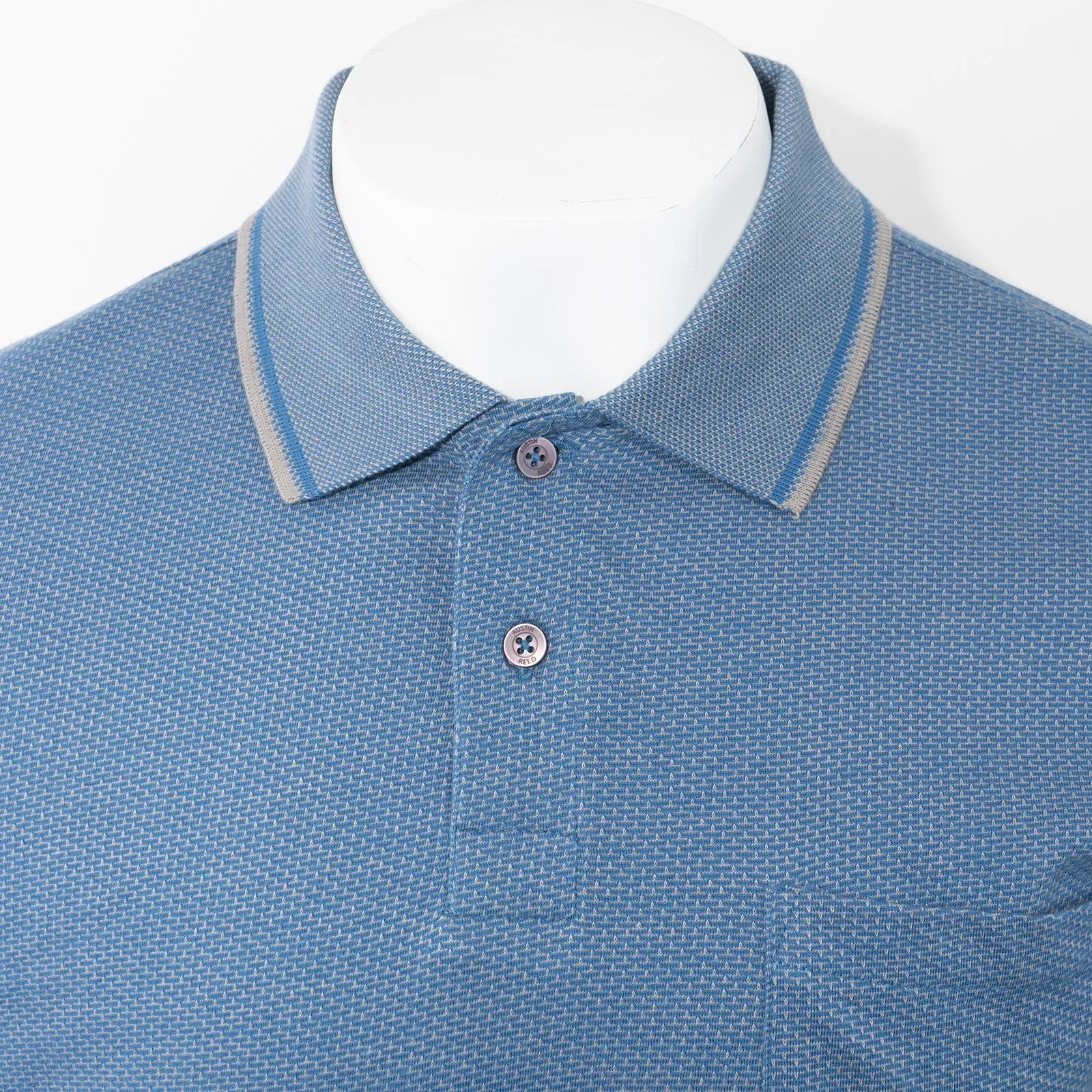 Austin Reed Men Cotton Light Blue Polo Shirts Short Sleeve Casual Jersey Tops
