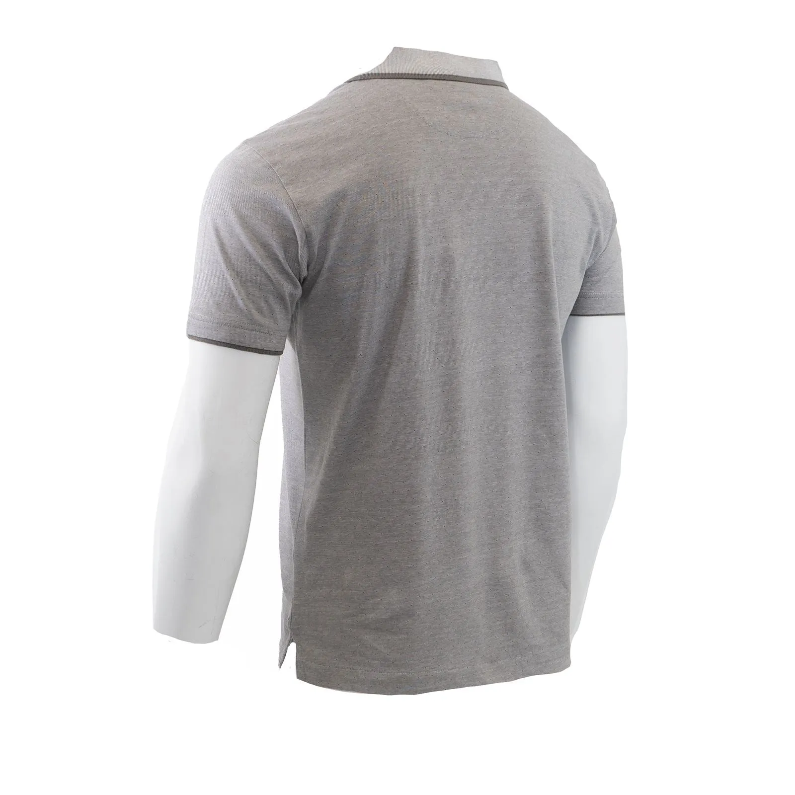 Austin Reed Men Cotton Light Grey Polka Dot Polo Shirts Short Sleeve Casual Jersey Tops