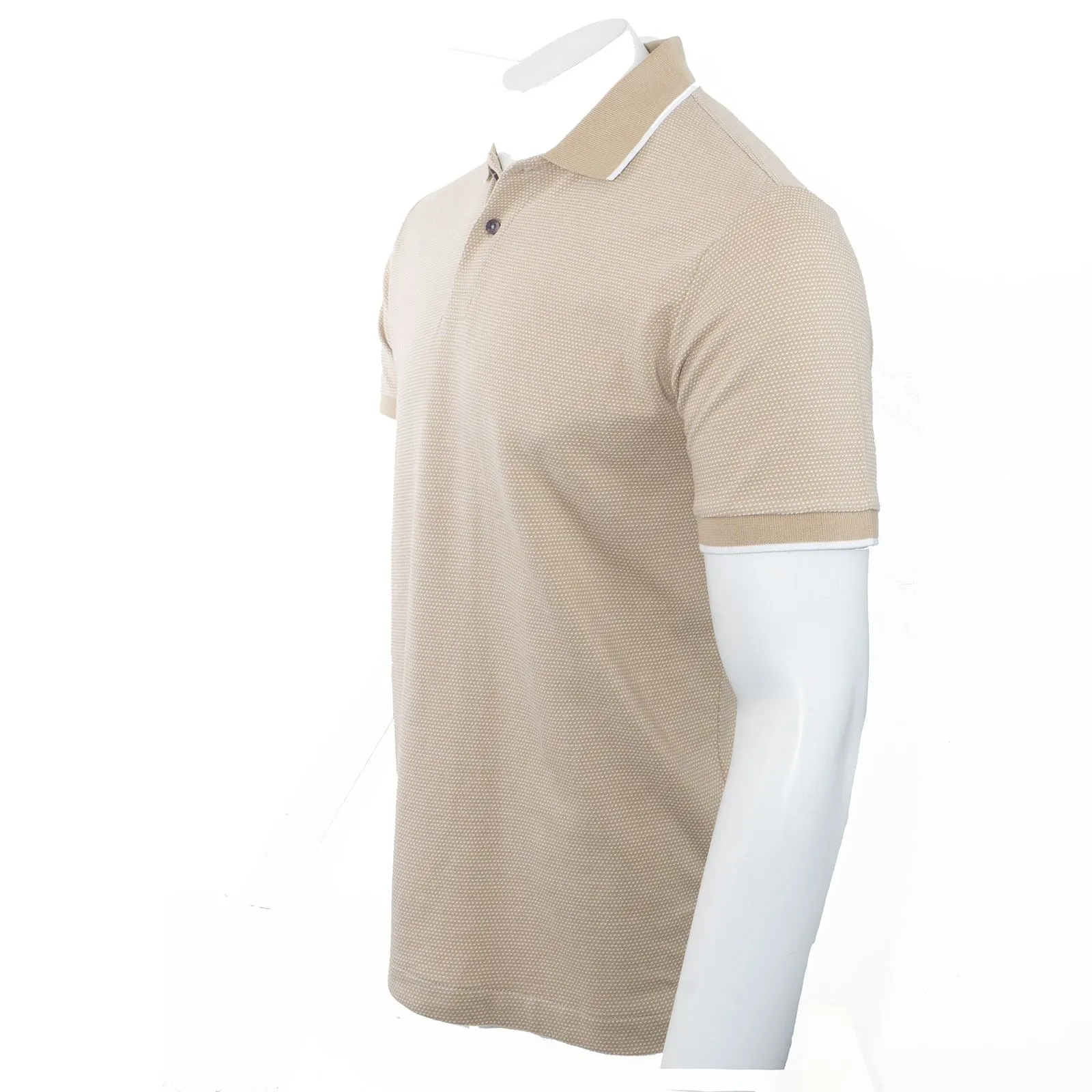 Austin Reed Men Cotton Sand Beige Polo Shirts Short Sleeve Casual Jersey Tops
