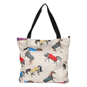 AWST Int'l Lila Horses in Blankets Tote Bag