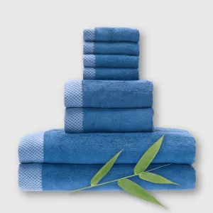 BedVoyage Bamboo Towel Set 8pc Luxury Viscose - Indigo
