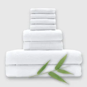 BedVoyage Bamboo Towel Set 8pc Luxury Viscose - White