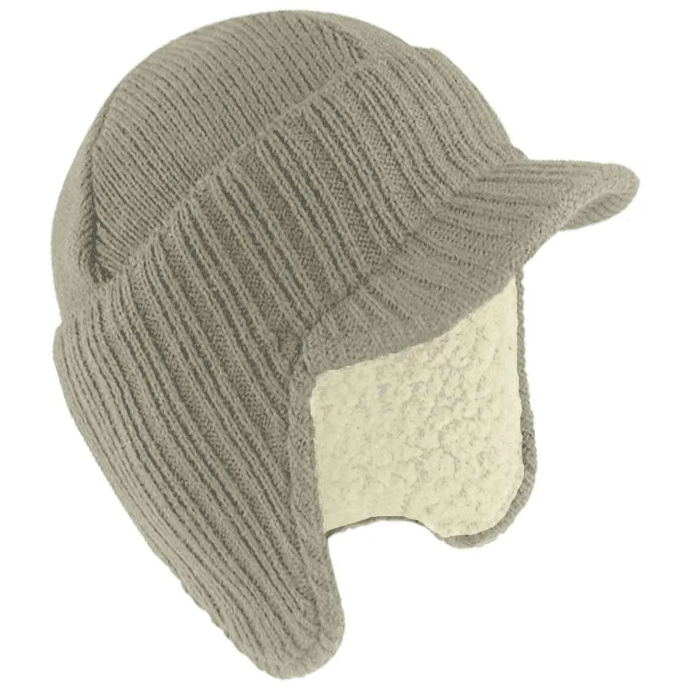Black Mens Peaked Winter Beanie Hat