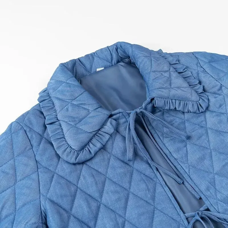 Blue Quilted Collar Jacket