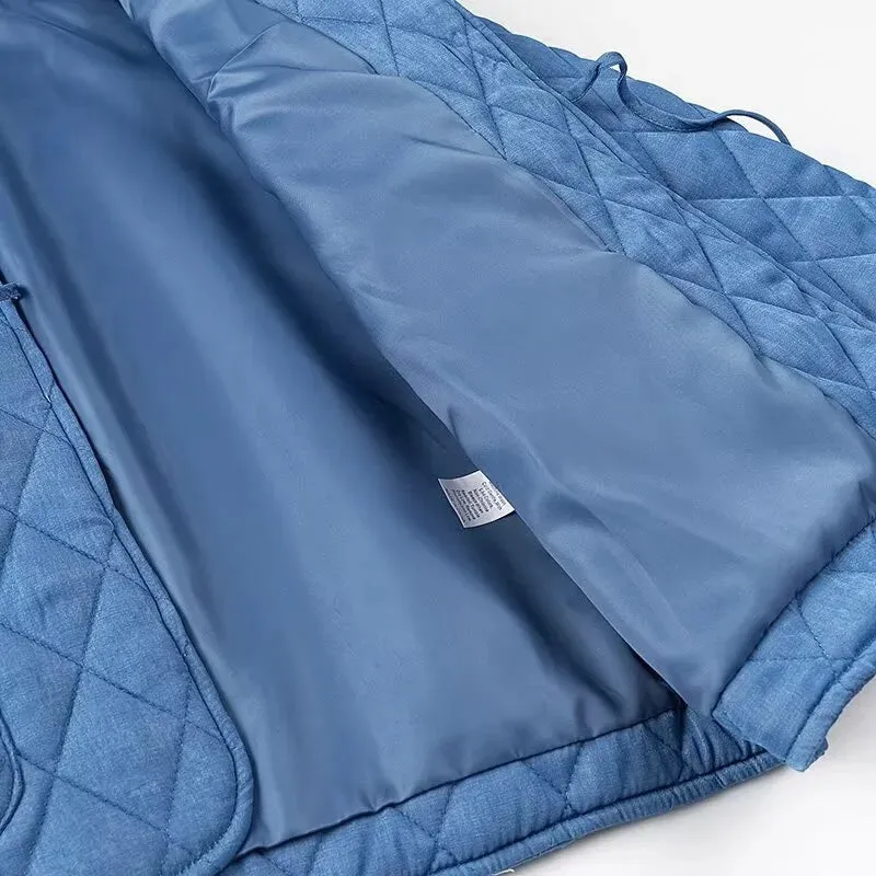 Blue Quilted Collar Jacket