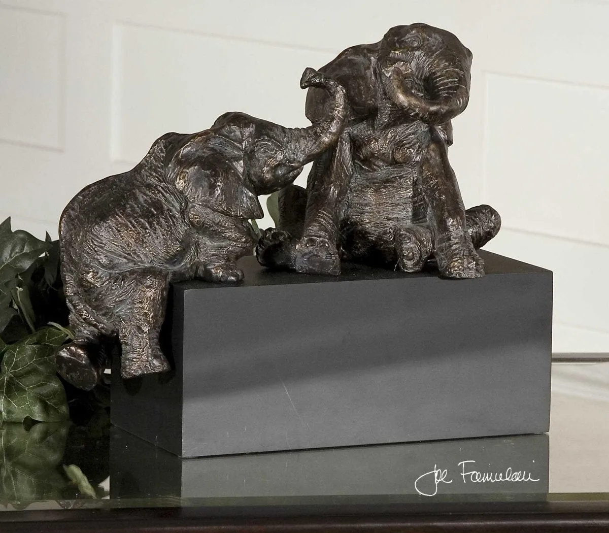 Bronze Playful Pachyderms Figurine