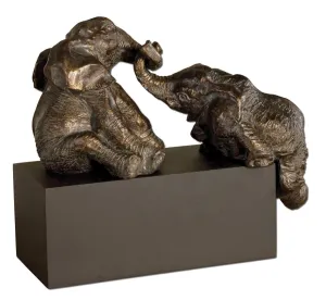 Bronze Playful Pachyderms Figurine