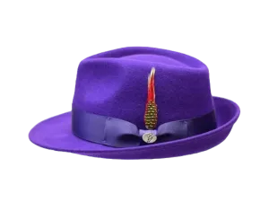 Bruno Capelo Purple Men's Wool Hat Hudson Lite Felt Fedora Hat