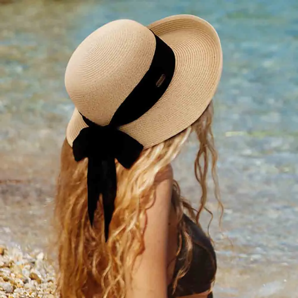 Classy Straw Summer Hat with Chiffon Tie - Sun 'N' Sand Hat