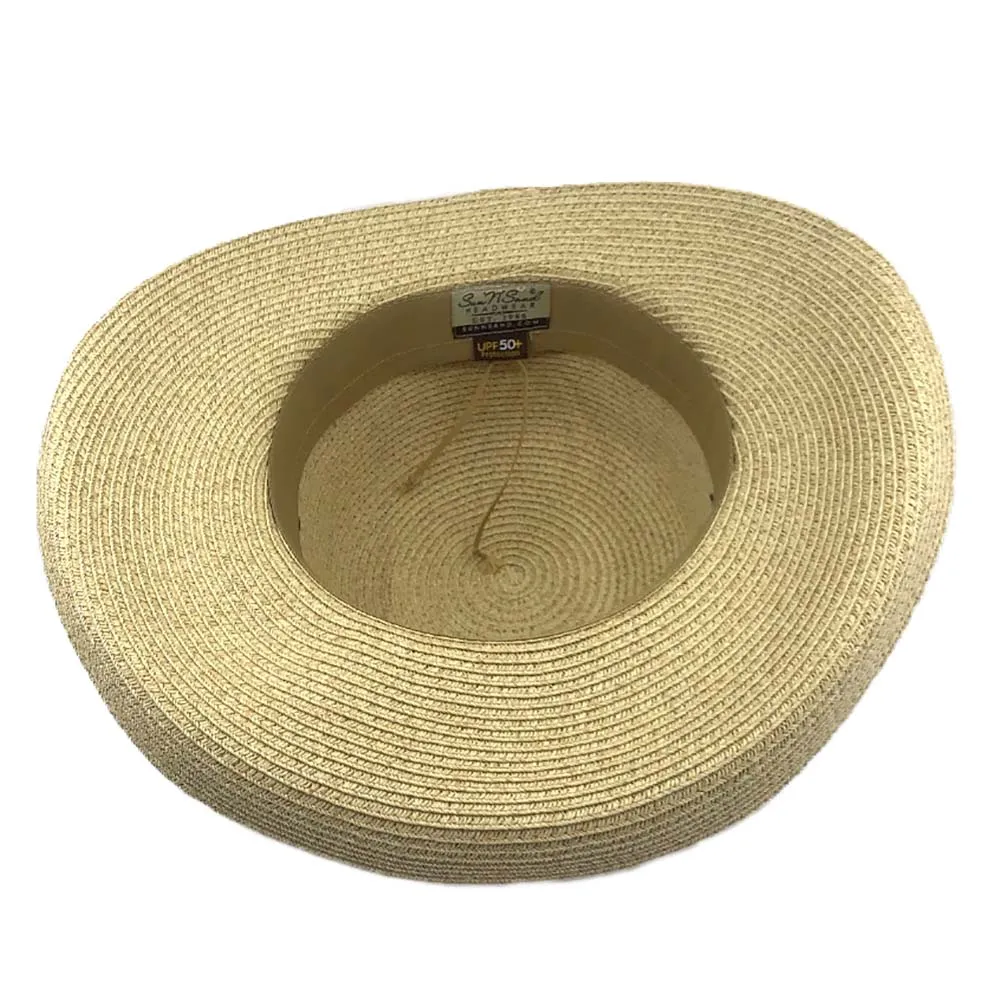 Classy Straw Summer Hat with Chiffon Tie - Sun 'N' Sand Hat