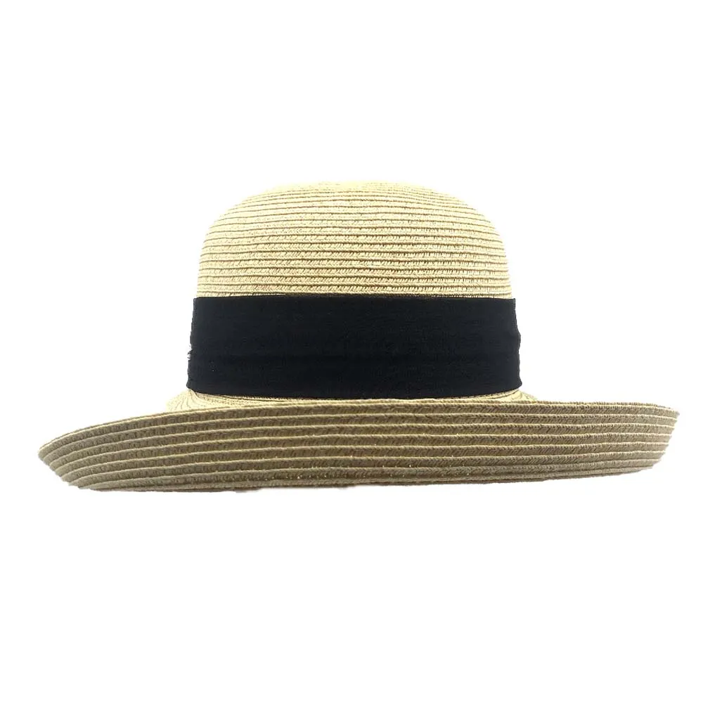 Classy Straw Summer Hat with Chiffon Tie - Sun 'N' Sand Hat
