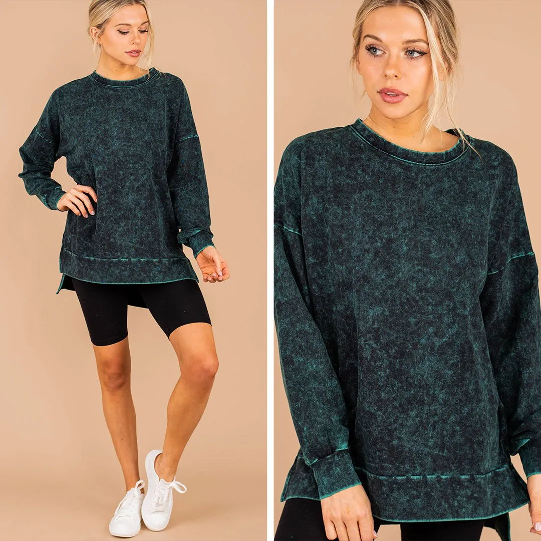 Come Around Forest Green Mineral Wash Sweatshirt