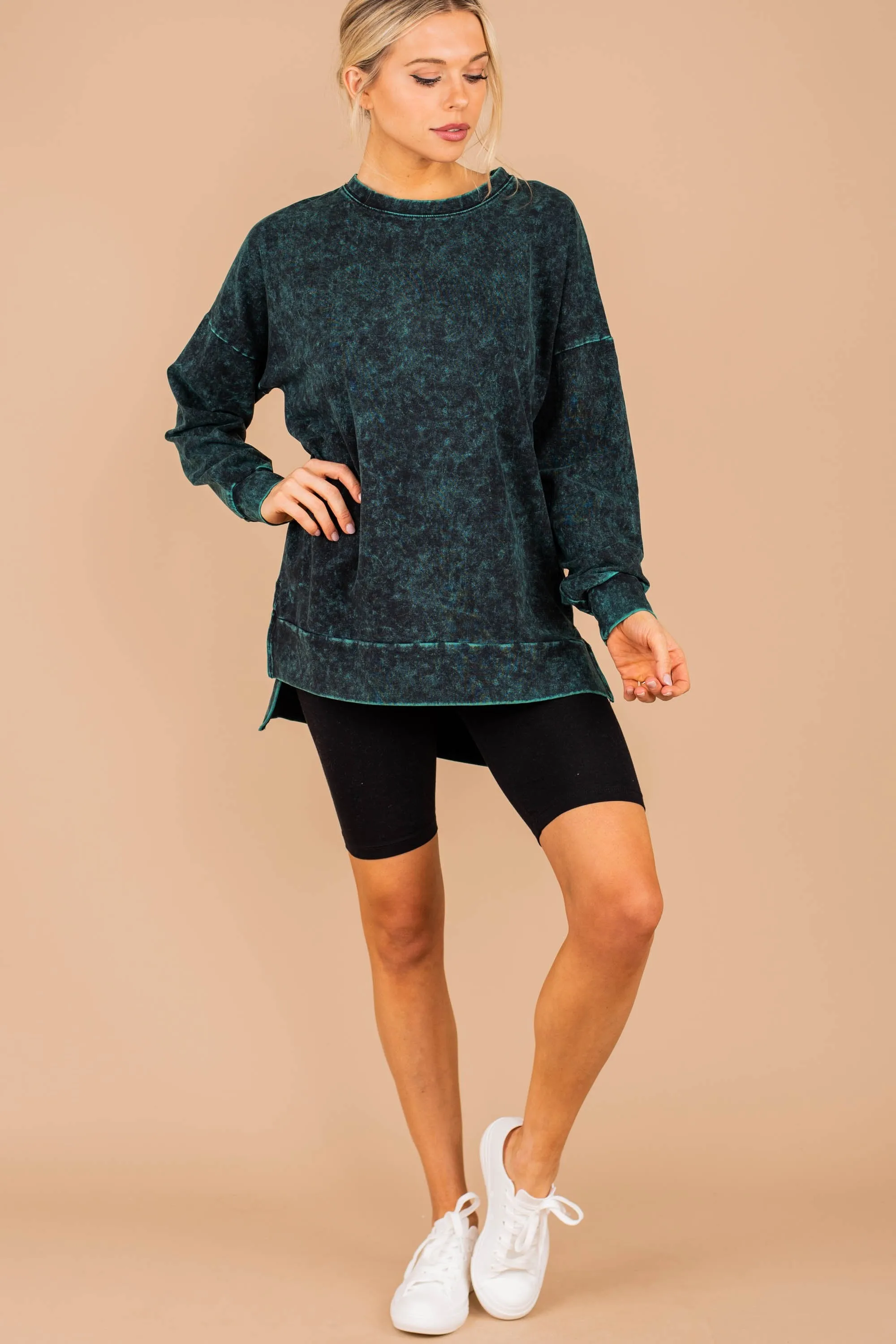 Come Around Forest Green Mineral Wash Sweatshirt