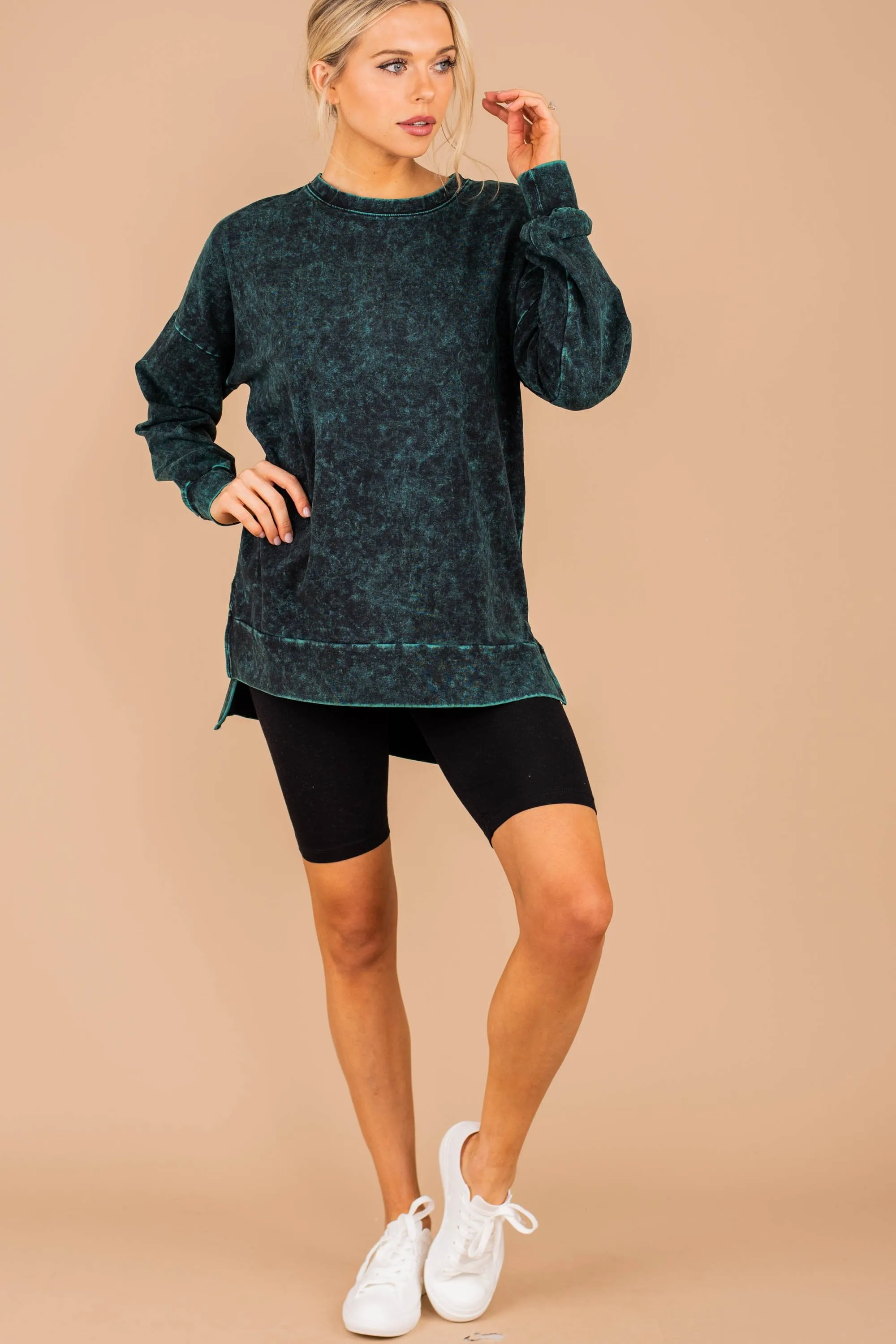 Come Around Forest Green Mineral Wash Sweatshirt