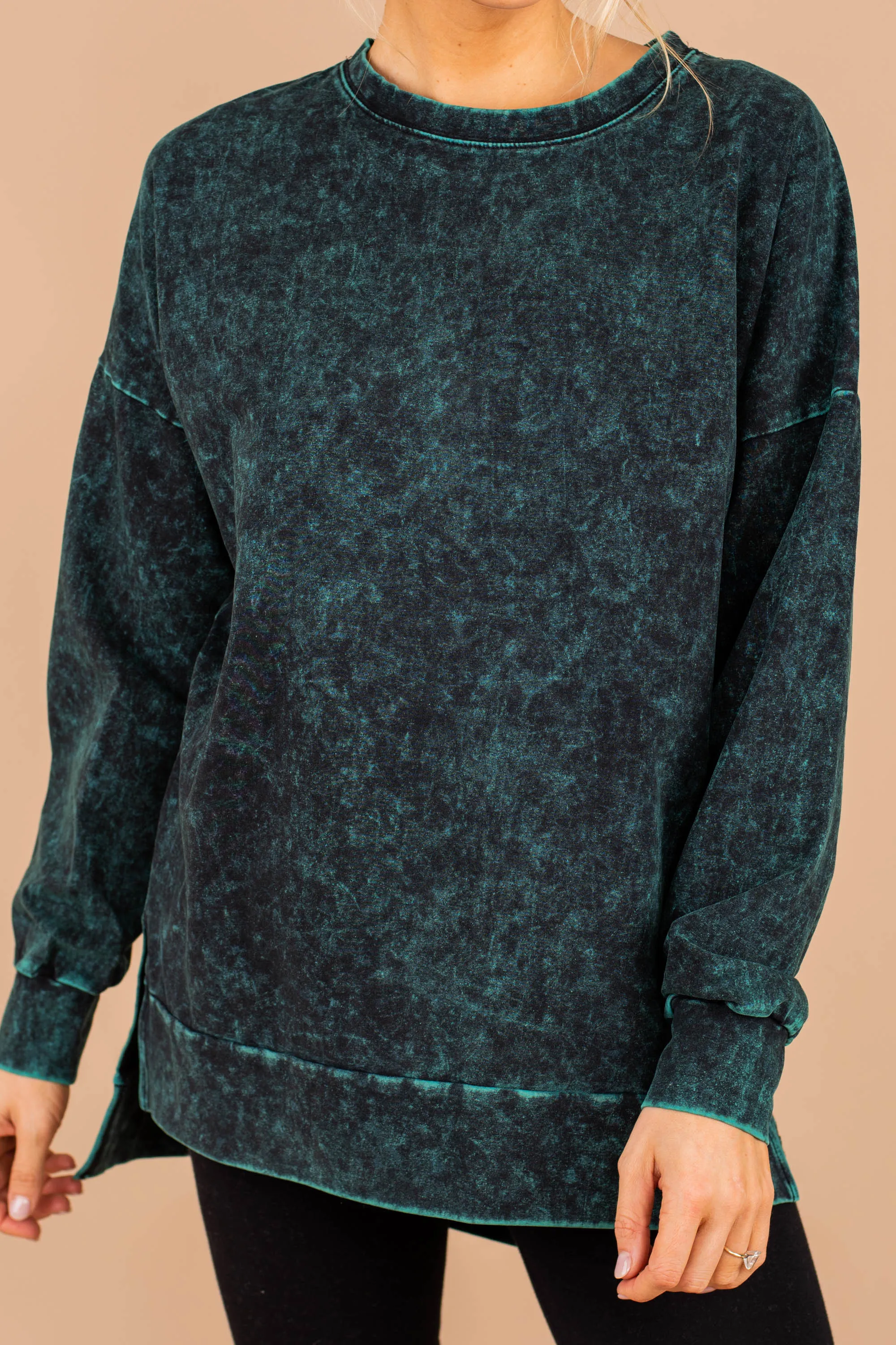 Come Around Forest Green Mineral Wash Sweatshirt