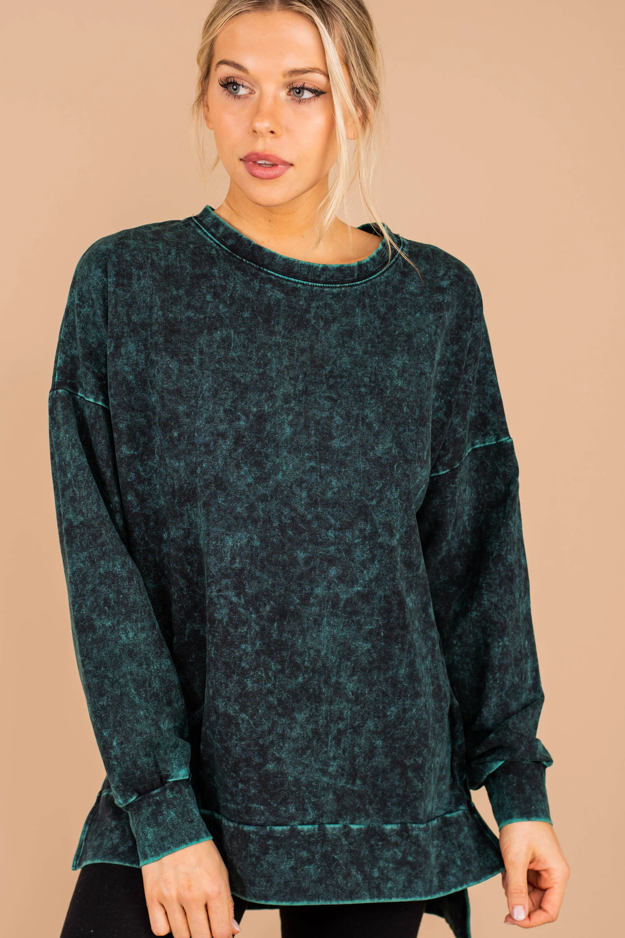 Come Around Forest Green Mineral Wash Sweatshirt