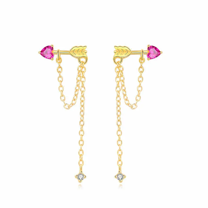 Cupid's Arrow Tassel Stud Earrings-أقراط أذن مرصعة