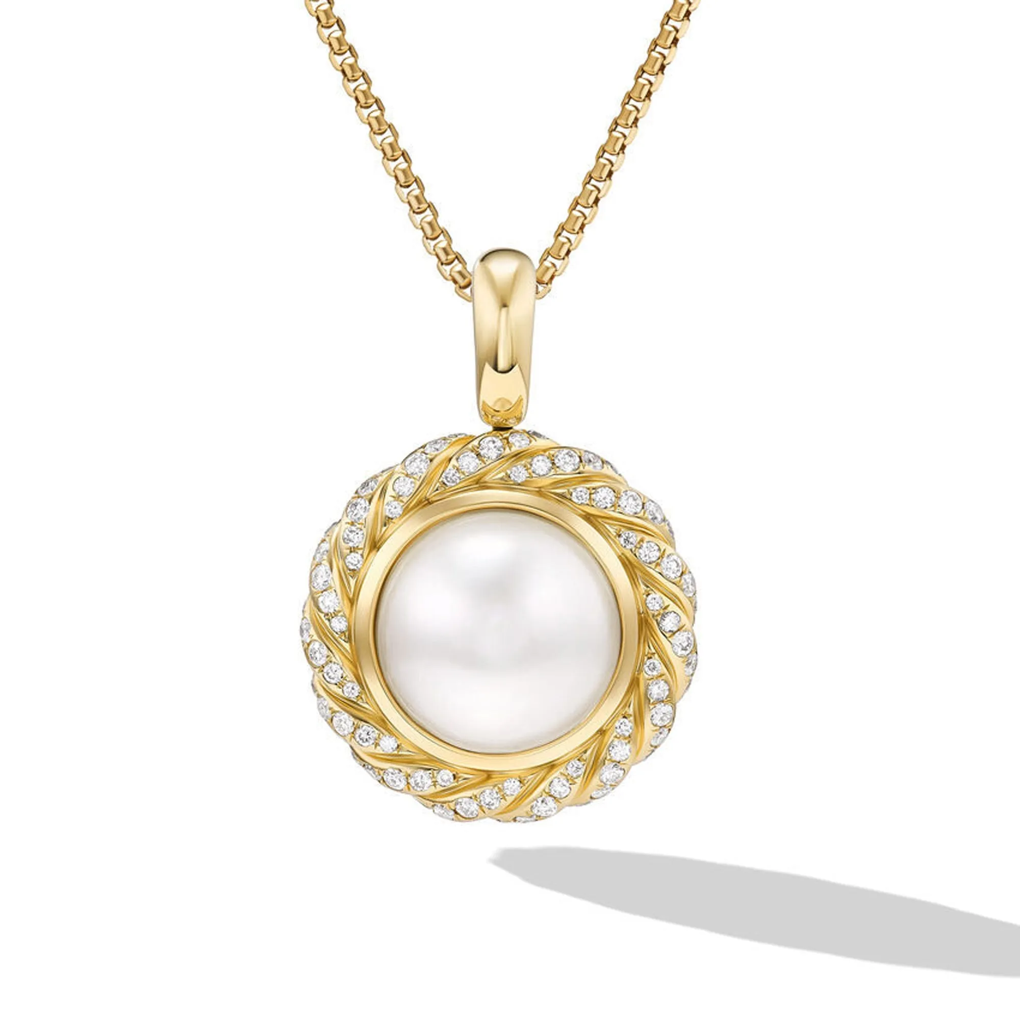 David Yurman Pearl Classics Cable Halo Amulet in 18K Yellow Gold with Diamonds 18.8mm