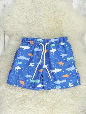 Deep Blue Shark Swim Trunks