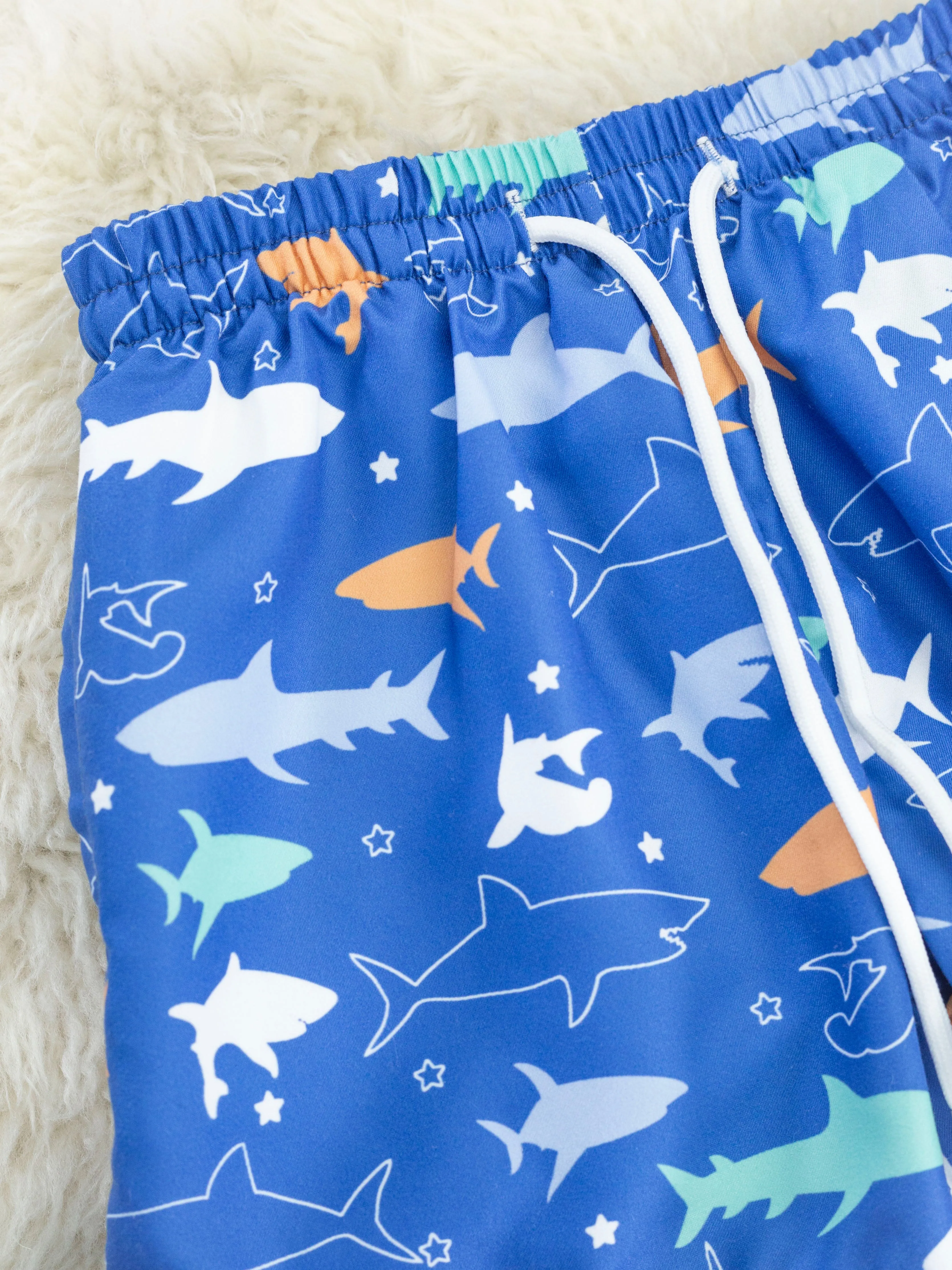 Deep Blue Shark Swim Trunks