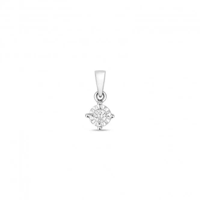 Diamond Jewellery 9ct White Gold Diamond Illusion Set Pendant PD111W