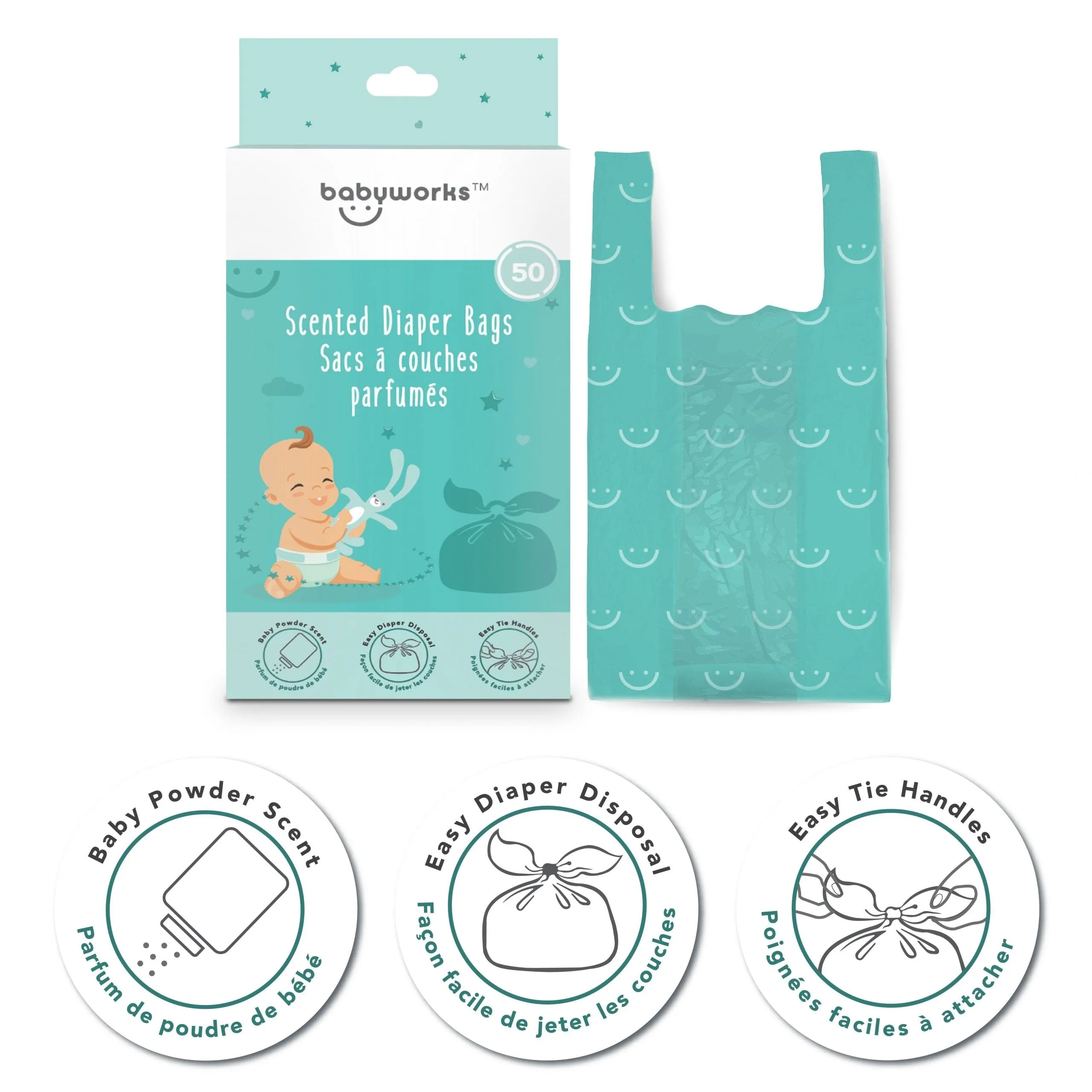 Disposable Scented Diaper Bags (Pack of 50)