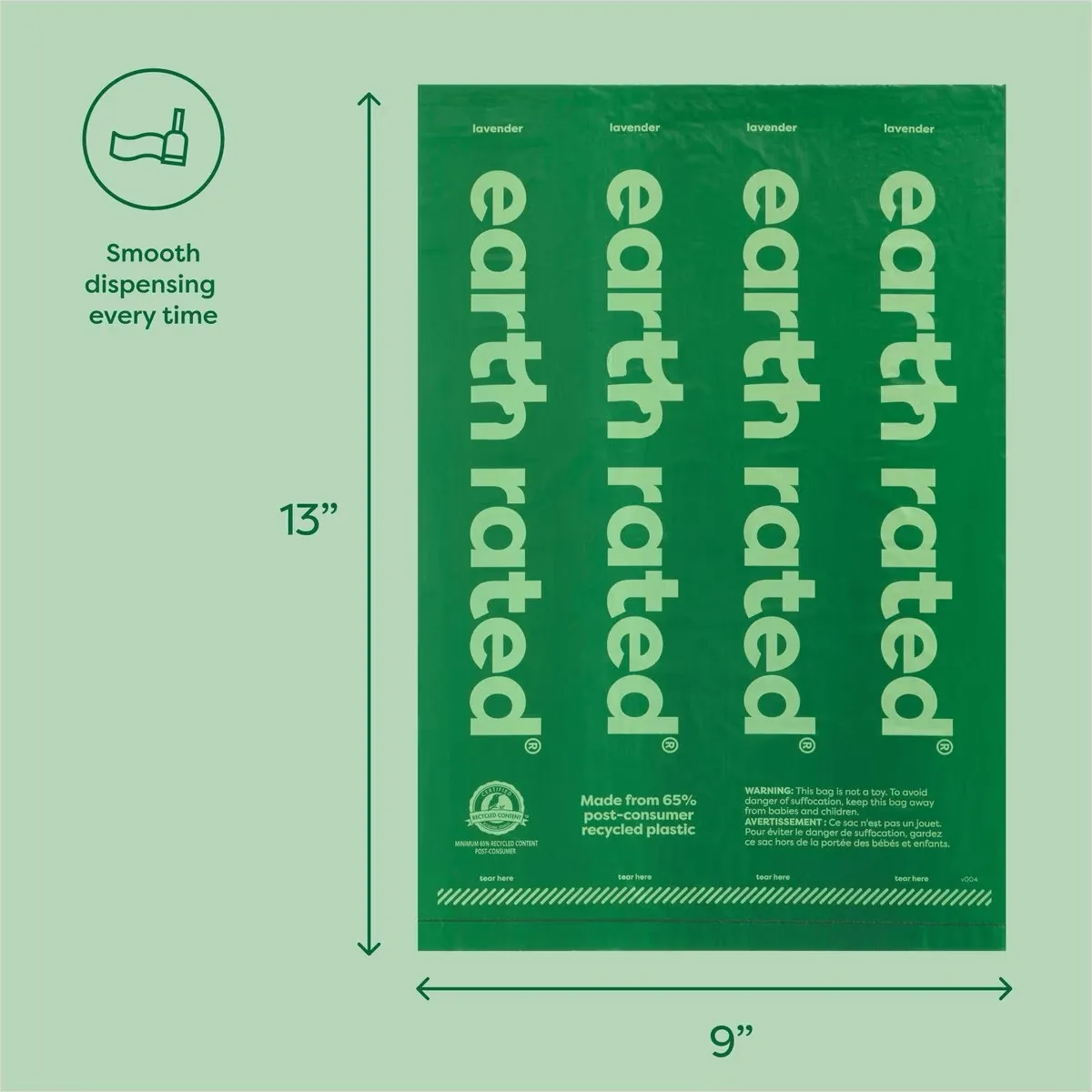 Earth Rated Eco-Friendly Poop Bags Green Dispenser