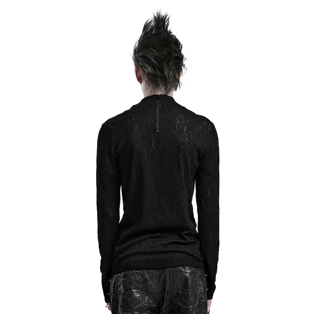 Edgy Goth Top with 3D Jacquard Weave And Front Webbing