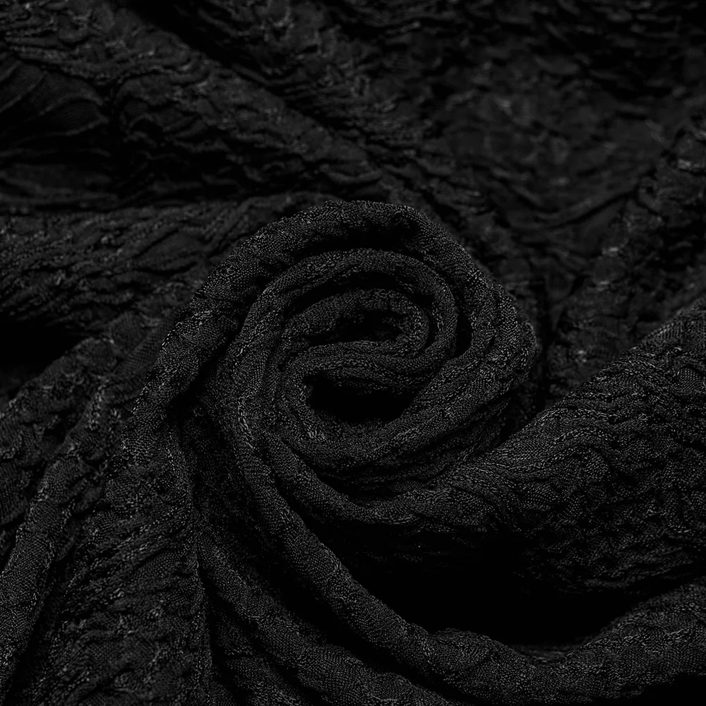Edgy Goth Top with 3D Jacquard Weave And Front Webbing