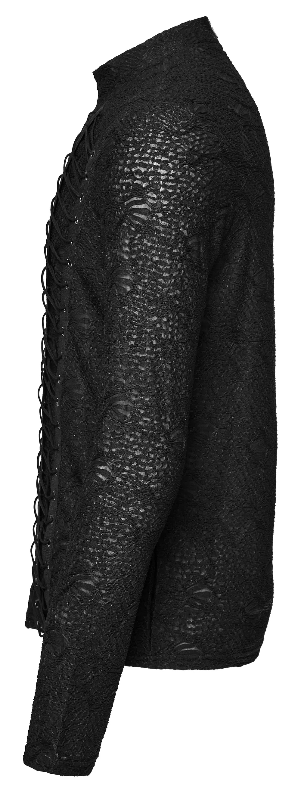 Edgy Goth Top with 3D Jacquard Weave And Front Webbing