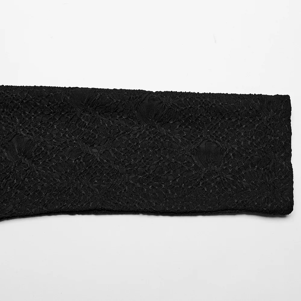 Edgy Goth Top with 3D Jacquard Weave And Front Webbing