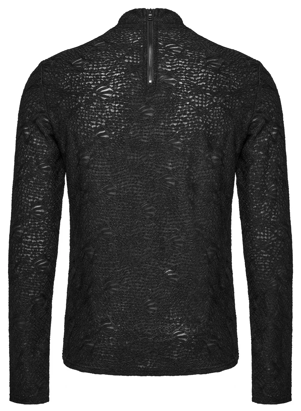 Edgy Goth Top with 3D Jacquard Weave And Front Webbing