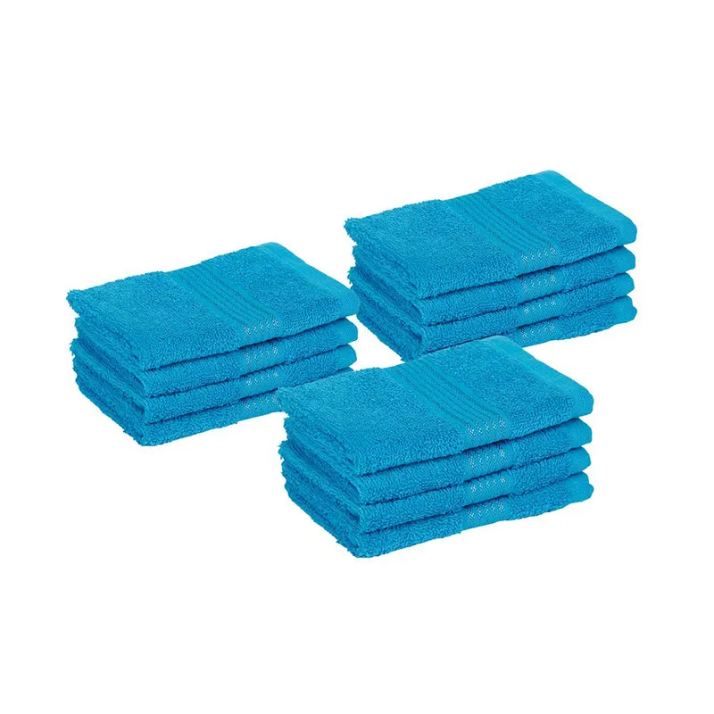 Eva Quick Dry Face Towel (Blue) - Set Of Twelve