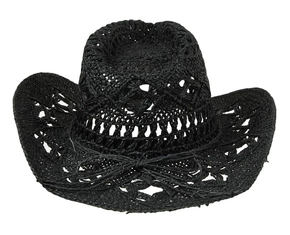 Gemvie Men & Women's Summer Cowboy Cowgirl Straw Hat Hollow Out Woven Roll Up Wide Brim Hat