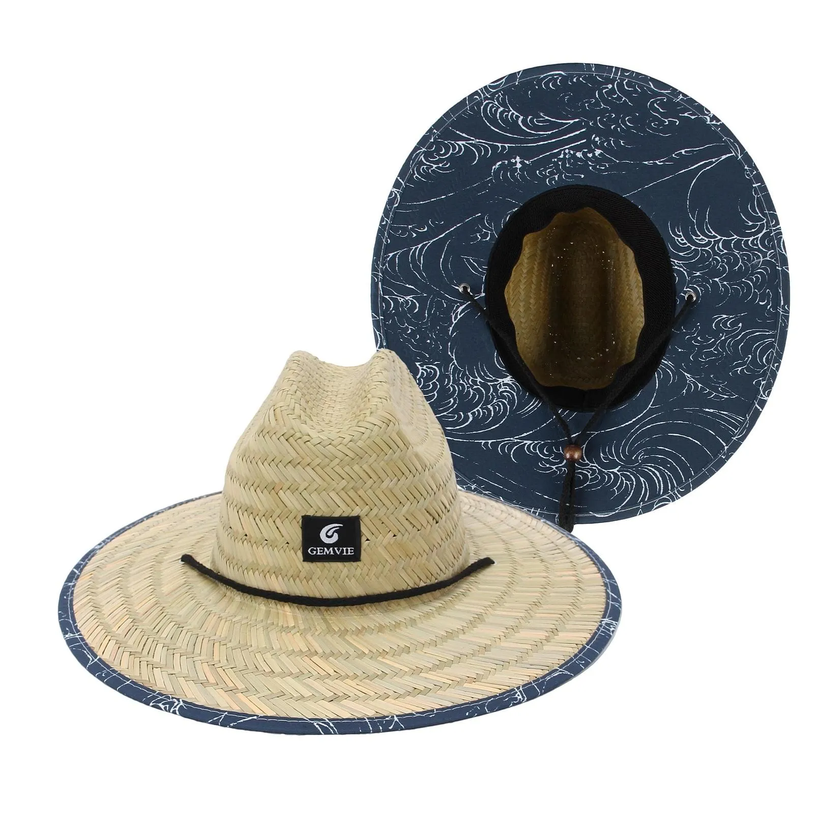 GEMVIE Straw Hat Men Women Lifeguard Sun Hat Wide Brim Summer Beach Hat for Outdoor Fishing Travel Garden Farm