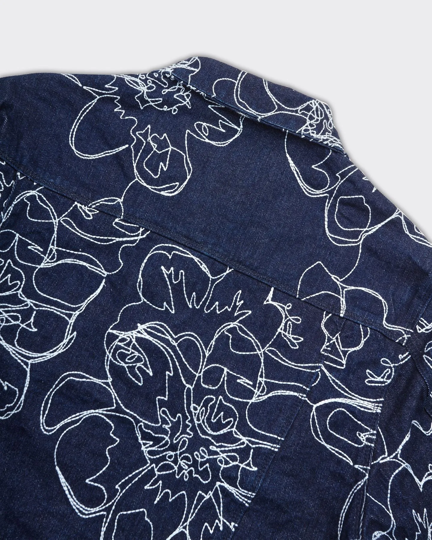 Giacca Flower Stitch Denim Blu