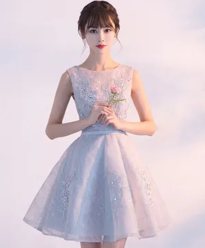 Gray Tulle Lace Short Prom Dress Gray Lace Homecoming Dress
